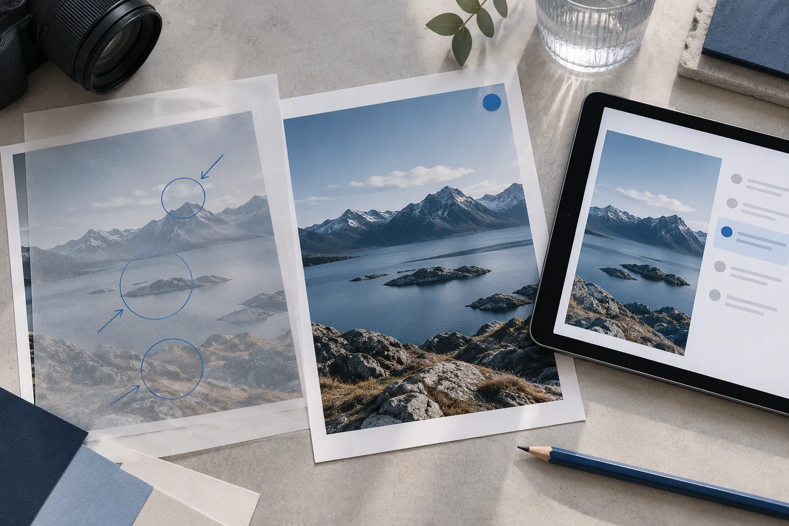 Creative versions, attached feedback and an approved final asset shown together.